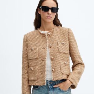 Mango Tan Tweed Blazer